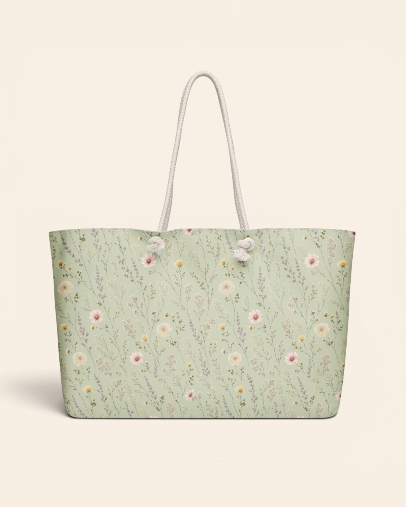 Secret Garden Weekender Bag, with ranunculus, cosmos, and larkspur print