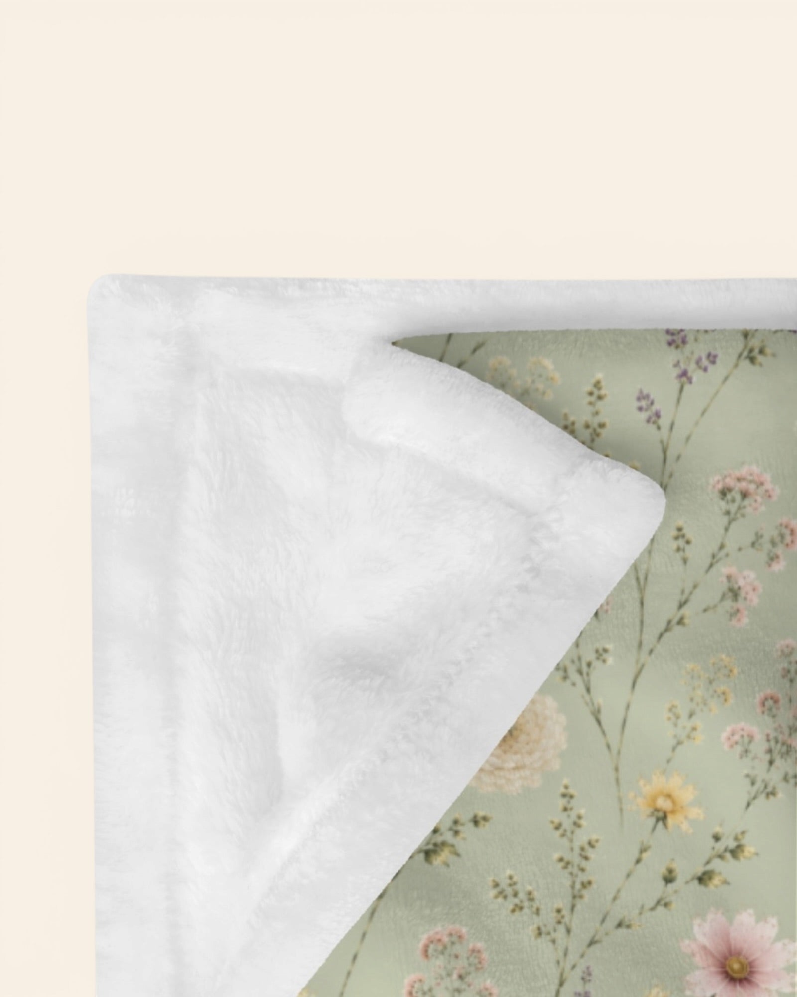 Secret Garden Throw Blanket, with ranunculus, cosmos, and larkspur print
