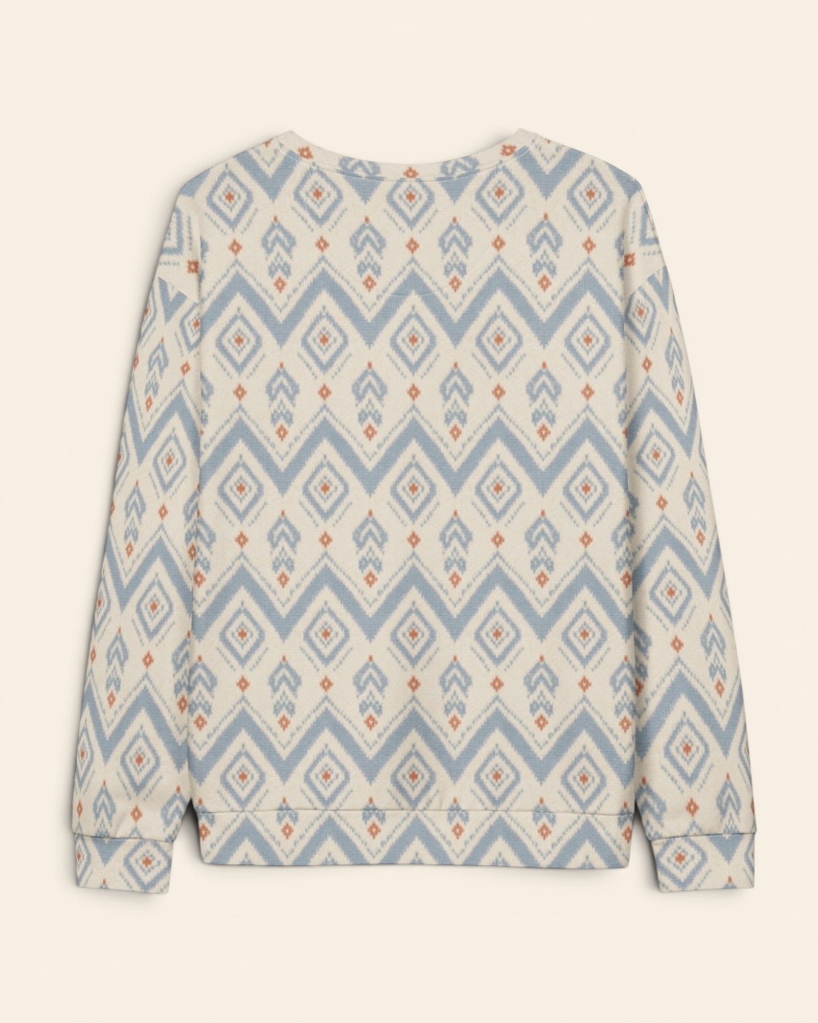 The Alpine Hours Crewneck Sweatshirt, with mountain-inspired diamonds and rust accents print