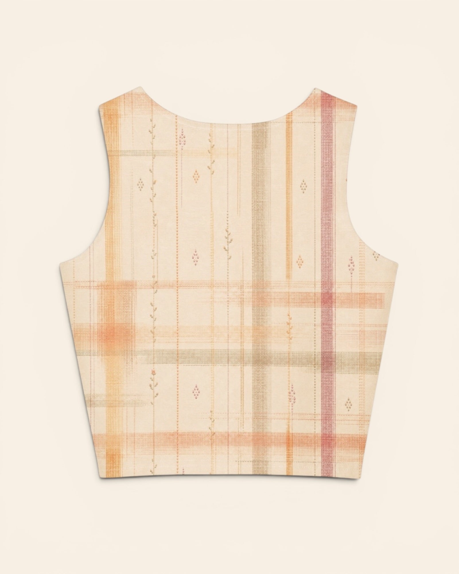 Written By The Wilderness Crop Top, with vintage-inspired woven plaid in apricot, sage, and peach print