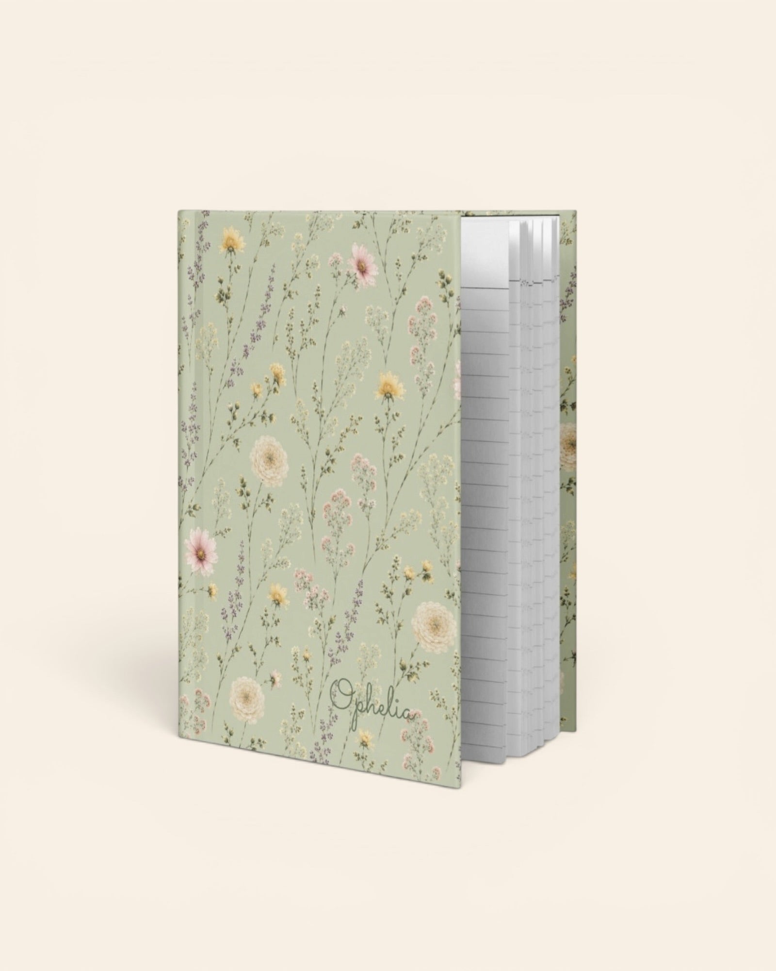 Secret Garden Journal, with ranunculus, cosmos, and larkspur print