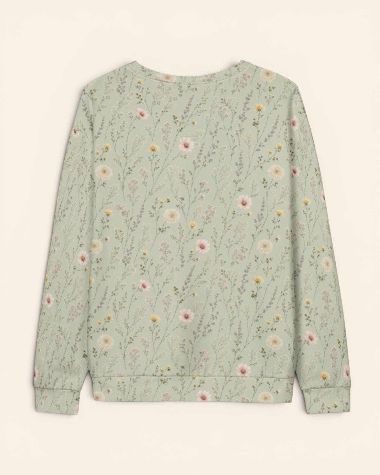 Secret Garden Crewneck Sweatshirt, with ranunculus, cosmos, and larkspur print