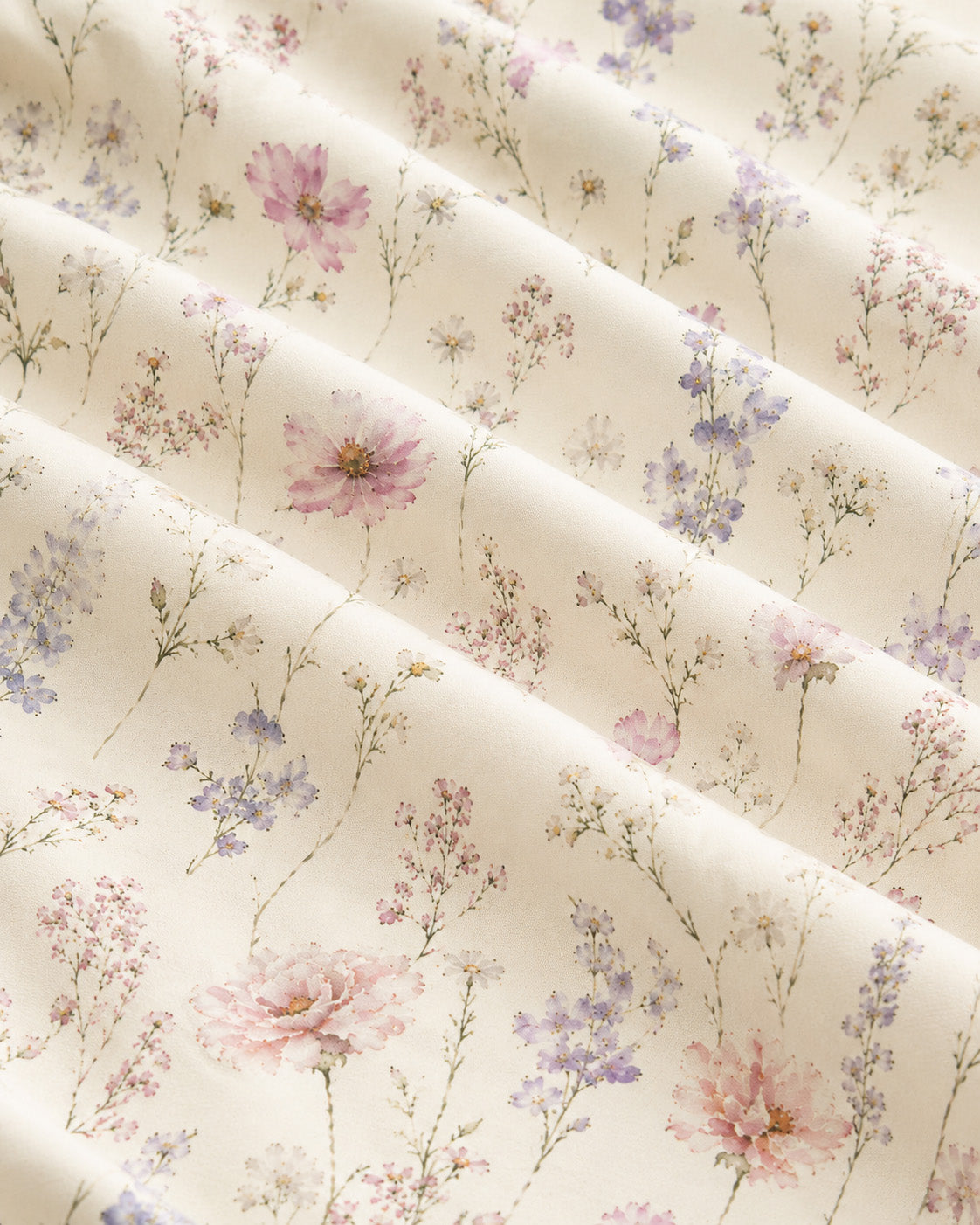 The Wildflower Theory Crewneck Sweatshirt, with blush cosmos, cottage roses, larkspur, and baby's breath print